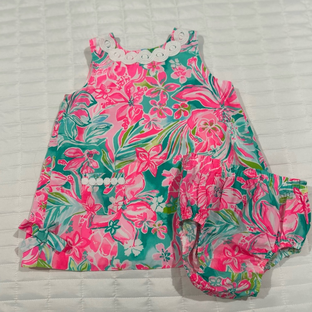 Lilly Pulitzer Pink and Green Floral Kids Dress